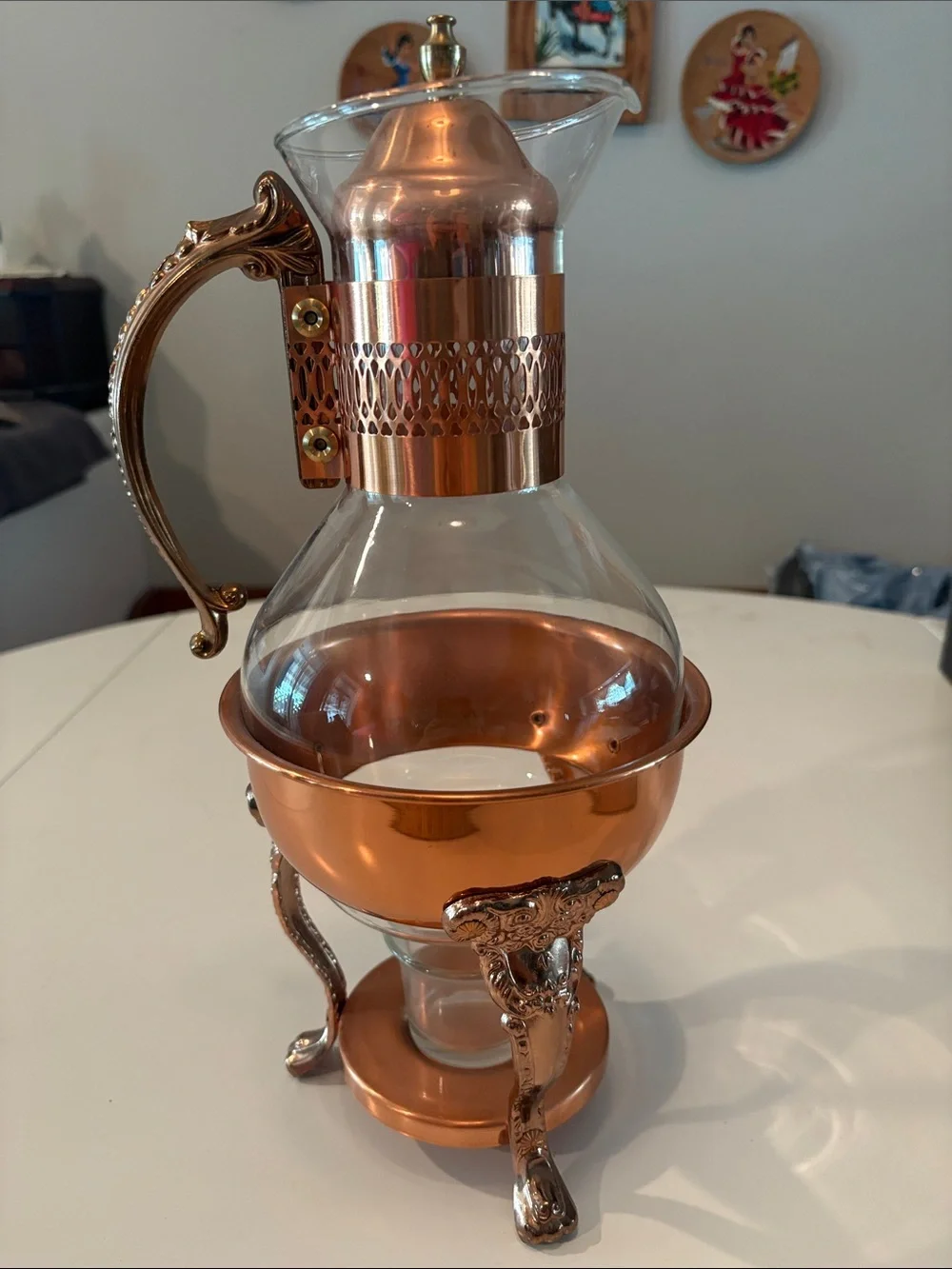 Princess House copper carafe and warmer stand